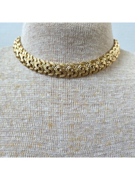 Monet Jewelry - Vintage Monet Necklace Raging Seas Gold Tone Articulated Textured 16" Choker
